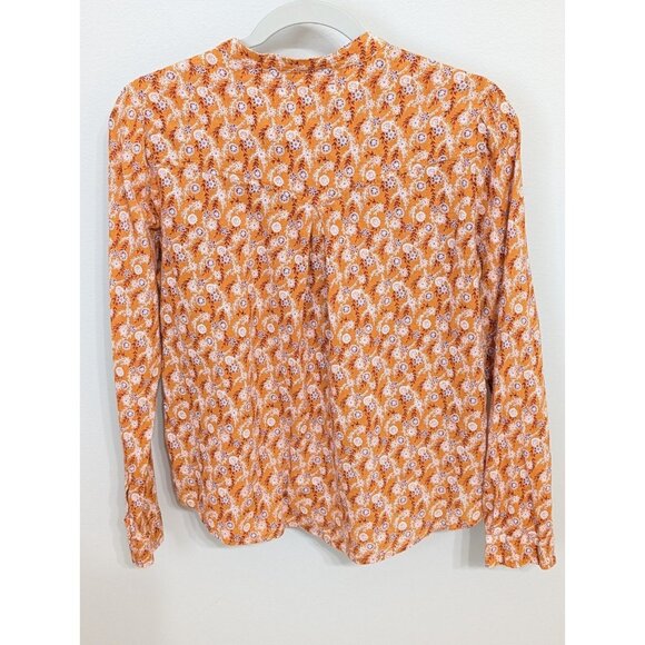 Xirena Jessie Long Sleeve Button Cotton Top Shirt Sz M Orange Floral - Picture 4 of 7